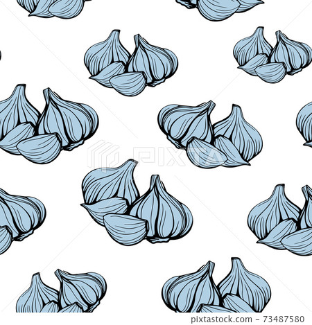 pattern of blue garlic on a white background pattern of blue garlic on a white background 73487580