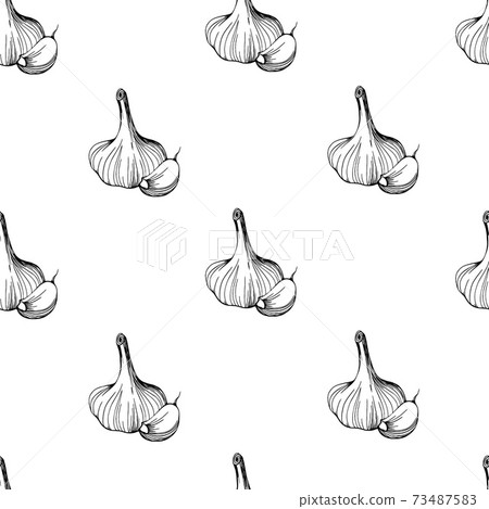 seamless pattern of garlic on a white background 73487583