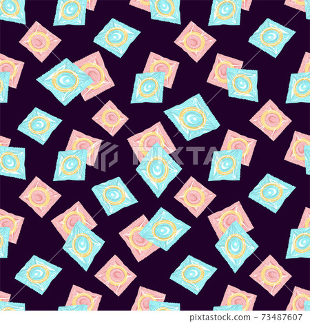Seamless pattern with colorful condoms 73487607
