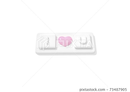 White computer keyboard button I Love You text with heart sign symbol 3d rendering. 3d illustration Internet dating of Love and Valentines Day greeting card template minimal concept. 73487905