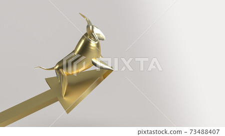 The golden bull on arrow up for bull market content 3d rendering The golden bull on arrow up for bull market content 3d rendering 73488407