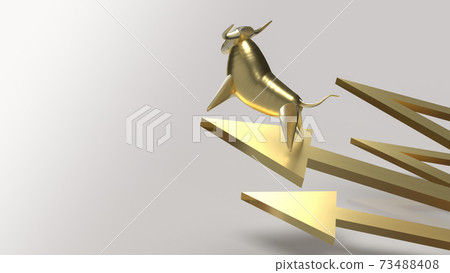 The golden bull on arrow up for bull market content 3d rendering 73488408