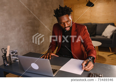 telehealth with virtual doctor appointment and online therapy session. Black doctor online conference  73489346