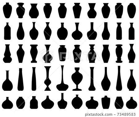 Black silhouettes of flower vases on white 73489583