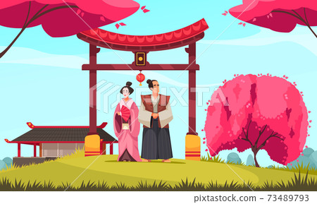 Traditional Japanese Couple Composition 73489793