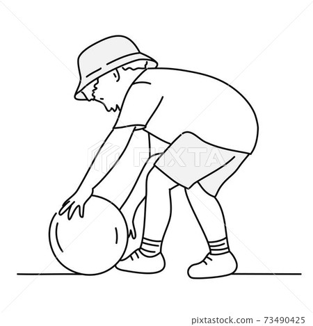 Little boy plays with a ball Little boy plays with a ball 73490425