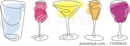 set of glasses for alcohol outline colorful continuous set of glasses for alcohol outline colorful continuous 73490635