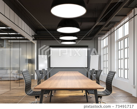 Modern loft style meeting room 3d render Modern loft style meeting room 3d render 73491717