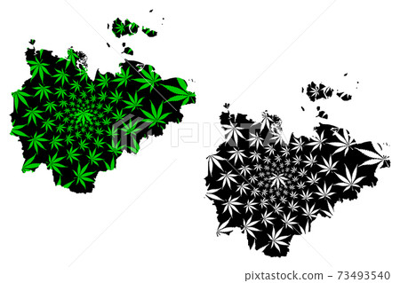 Sakha (Russia, Subjects of the Russian Federation, Republics of Russia) map is designed cannabis leaf green and black, Sakha (Yakutia) Republic map made of marijuana (marihuana,THC) foliage.. 73493540
