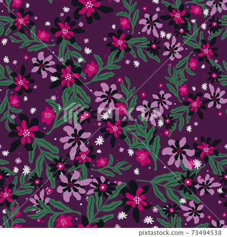 Abstract random botanic seamless pattern with... - Stock Illustration ...
