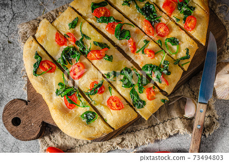 Homemade focaccia simple Homemade focaccia simple 73494803
