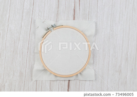 Hoop for cross stitch with stretched canvas,mockup for the designer Hoop for cross stitch with stretched canvas,mockup for the designer 73496005