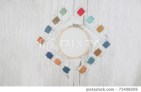 Hoop for cross stitch with stretched canvas,mockup for the designer Hoop for cross stitch with stretched canvas,mockup for the designer 73496009