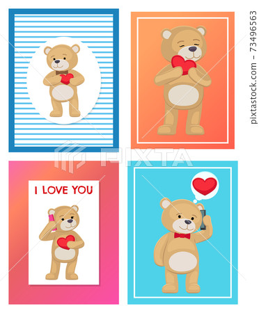 I Love You and Me Teddy Bears Vector - Stock Illustration [73496563 ...