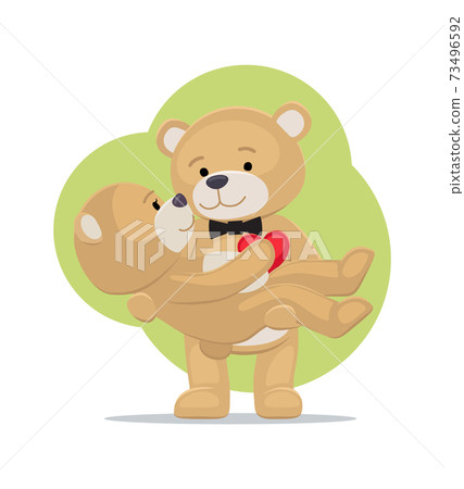 Teddy Bears Couple, Female in Paws of Lovely Male 73496592