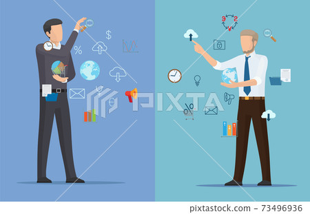 Two Online Business Posters Vector Illustration Two Online Business Posters Vector Illustration 73496936