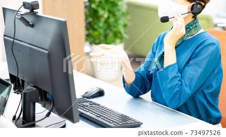 Young woman heading to the webcam 73497526