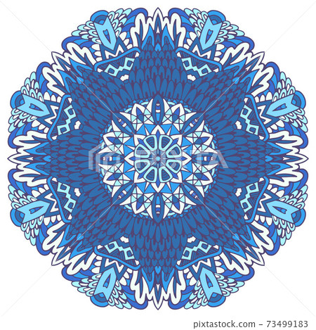Abstract Winter Blue ethnic geometric arabesque mandala. Abstract Winter Blue ethnic geometric arabesque mandala. 73499183