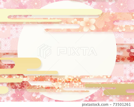 櫻花圖案滿月背景素材 73501261