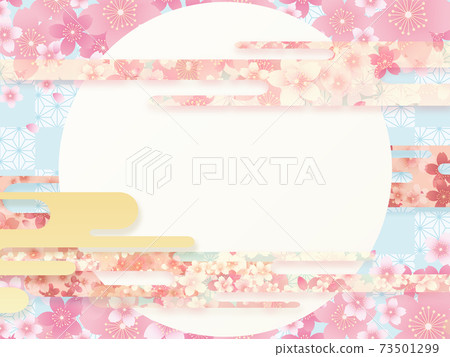 櫻花圖案滿月背景素材 櫻花圖案滿月背景素材 73501299