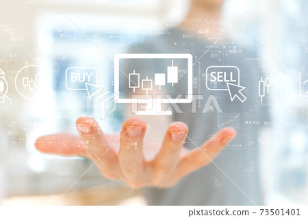 Stock trading theme with young man 73501401