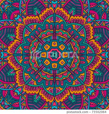Mandala doodle fantasy flower decorated background. 73502064