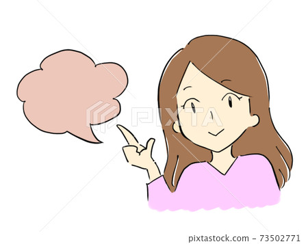 Illustration of a speech bubble woman that can be used for summarizing and recommending Illustration of a speech bubble woman that can be used for summarizing and recommending 73502771