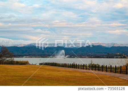 Sightseeing spots in Kaga Onsen View from Stock Photo