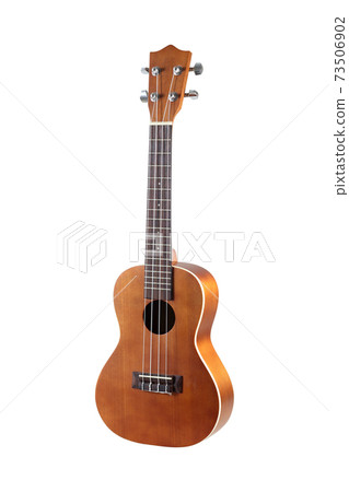 brown ukulele isolated on the white background brown ukulele isolated on the white background 73506902