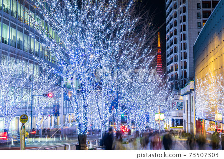 "Tokyo Roppongi" Beautiful Keyakizaka and Tokyo Tower Illuminations Infinity Diamond Veil 73507303