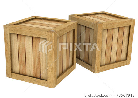3d image two wooden boxes isolated 3d image two wooden boxes isolated 73507913