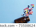 Various medicine. Different capsule and pill bottle 73508624