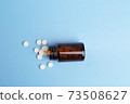 Various medicine.White round drug and pill bottle 73508627
