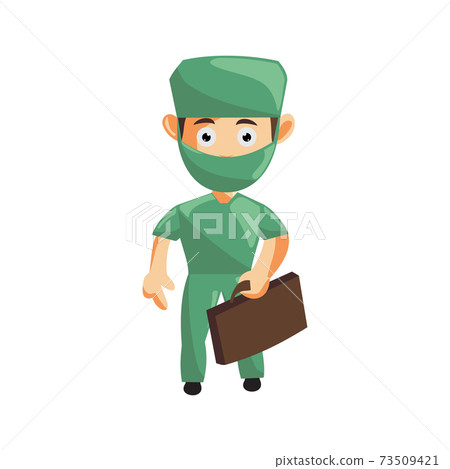 Nurse Man hospital character clothes healthcare mascot Hold Suitcase 73509421