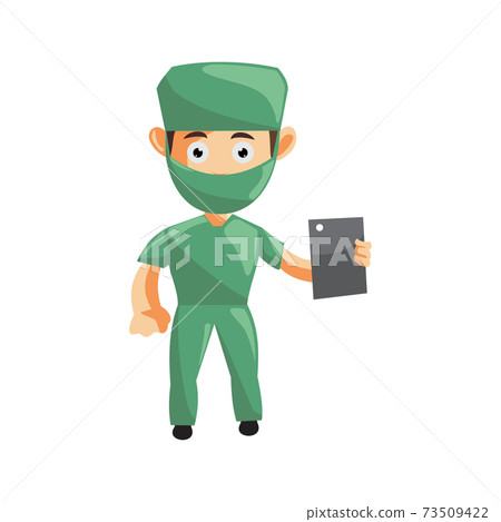 Nurse Man hospital character clothes healthcare mascot Hold Phone Tablet 73509422