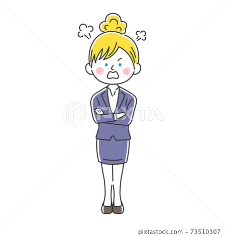 Illustration of an angry white business woman with her arms folded Illustration of an angry white business woman with her arms folded 73510307