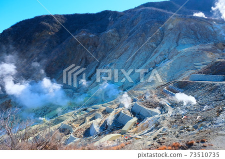 Owakudani in Hakone that gives steam from hot springs Owakudani in Hakone that gives steam from hot springs 73510735