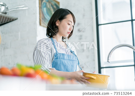 Housewife in the kitchen 73513264