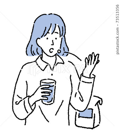 一個女人吃藥的簡單的觸摸插圖 一個女人吃藥的簡單的觸摸插圖 73513356