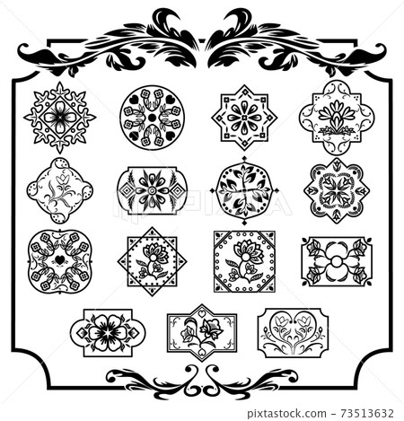 European pattern design (black and white) - Stock Illustration ...