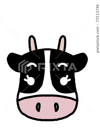 Cute Holstein cow facing the front (no expression, white background) 73513746
