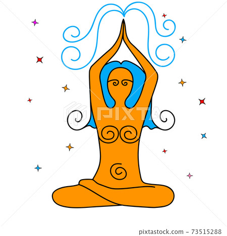 The female silhouette sits in the lotus position. The female silhouette sits in the lotus position. 73515288