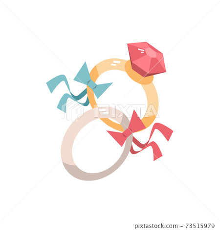 rings with gemstones valentines day celebration concept greeting card banner invitation poster 73515979