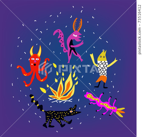 Mosters party for halloween cute card, vector illustration Mosters party for halloween cute card, vector illustration 73516412