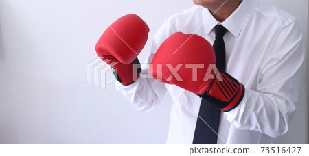 Business man ready to fight with boxing gloves Business man ready to fight with boxing gloves 73516427