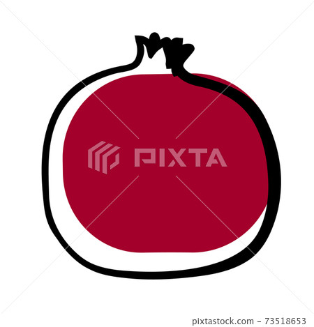 Illustration of pomegranate fruit in line art and Illustration of pomegranate fruit in line art and 73518653