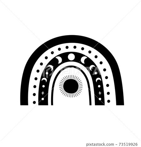 Boho rainbow Celestial rainbow logo. Kids rainbow element isolated Bohemian moon stars sun print 73519926