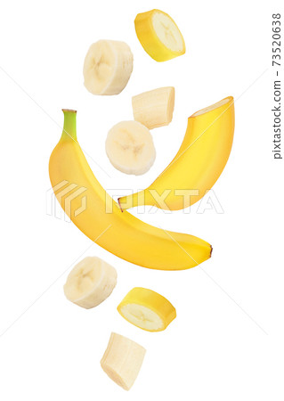 banana isolated on white background with clipping path and full depth of field. Top view. Flat lay. 73520638