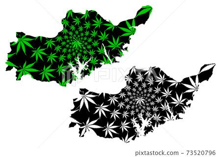 Adiyaman (Provinces of the Republic of Turkey) map is designed cannabis leaf green and black, Adiyaman ili map made of marijuana (marihuana,THC) foliage,.... 73520796