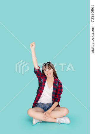 Beautiful portrait young asian woman wear sunglasses on head smile excited summer holiday. Beautiful portrait young asian woman wear sunglasses on head smile excited summer holiday. 73520963